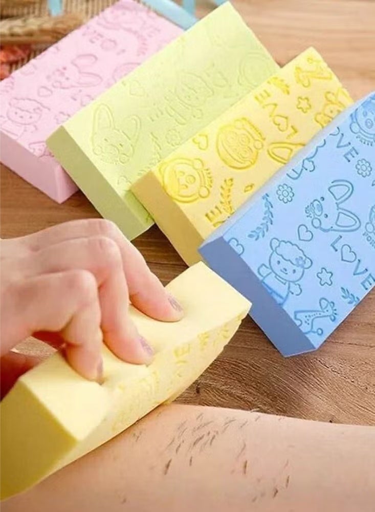 إسفنجة استحمام للجسم – ليفة حمام ناعمة لتقشير وتنظيف البشرة وإزالة الجلد الميت – لطيفة على البشرة – قطعة واحدة متعدد الألوان - Image 3